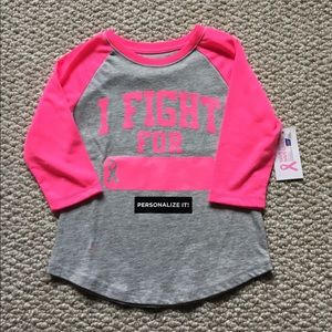 Kids Girl Pink Gray I Fight For Tee Shirt Size 4 Breast Cancer‎ Awareness